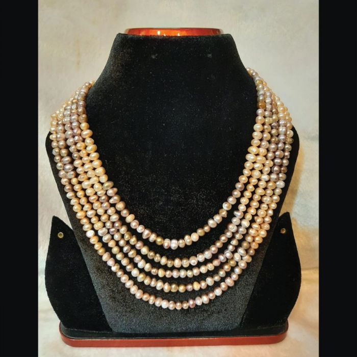 Multi Layer & Color Freshwater Semi Round Pearl Necklace